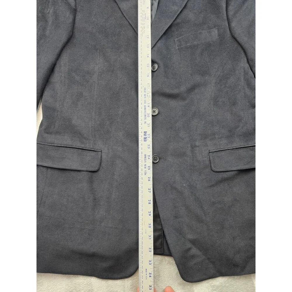 Vintage Tommy Hilfiger Corduroy Blazer Jacket Mens 44L Black Crest Made in USA